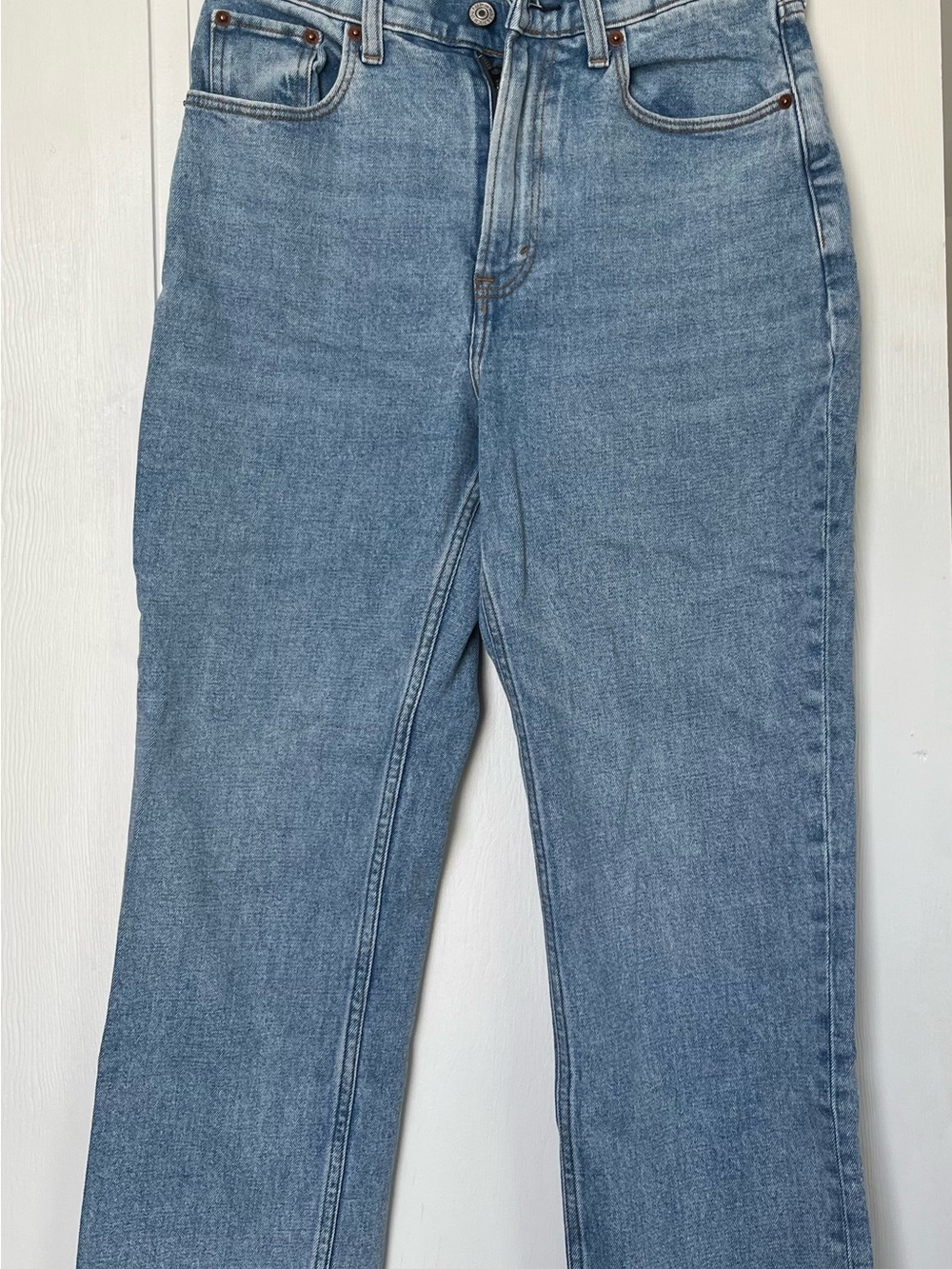 Abercrombie & Fitch Curve Love Light Wash Ankle Straight Ultra High Rise Jeans